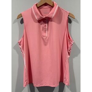 Vineyard Vines Performance Sleeveless Polo Shirt Coral Pink Womens Size L
